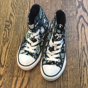 Converse Black and Green Space theme High-Top Sneakers